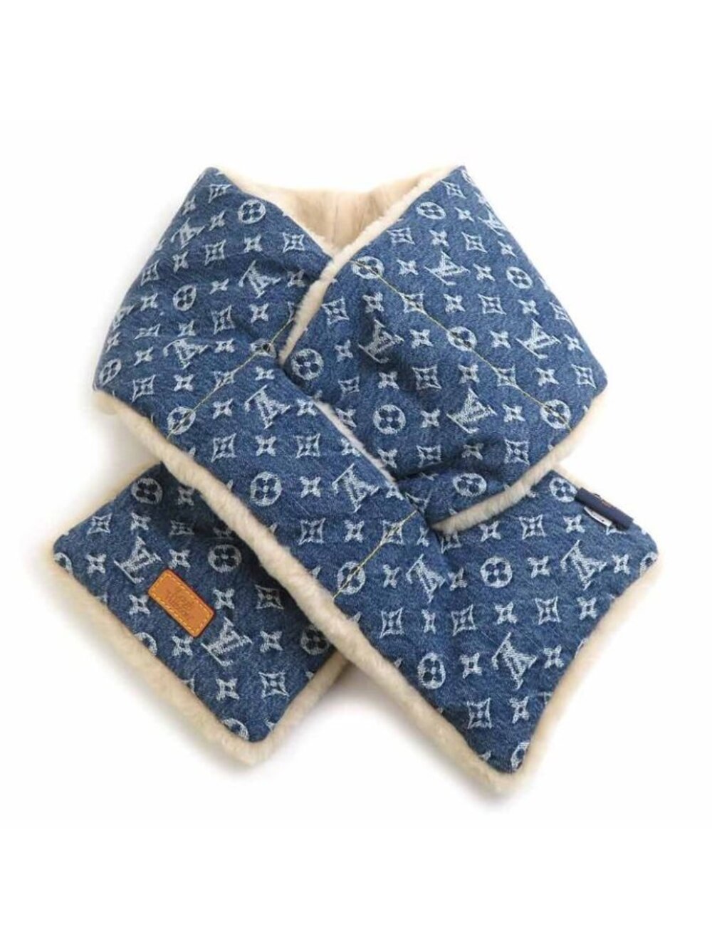 Louis Vuitton Scarf NIGO Collaboration Echarpe Shearling Denim Mp2703 - Picture 2 of 8
